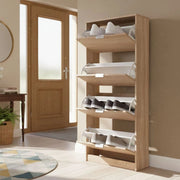 Mobile Portascarpe Santina, Scarpiera 8 Ripiani, 67x28x155.5h cm Marrone Rovere