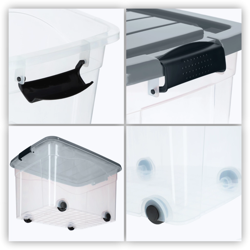 Contenitore per giocattoli KADAX, grande scatola con ruote, in plastica, grande 60 litri