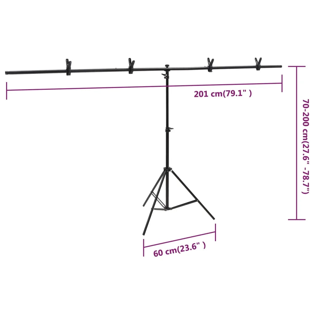 Supporto per Sfondo a T Nero 201x60x(70-200) cm CFW9206974
