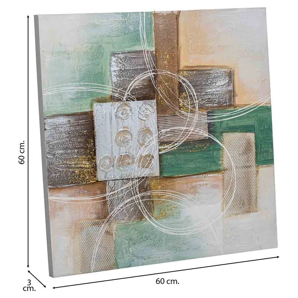 Quadro dipinto a mano con rilievo multicolore 60x60x3h cm