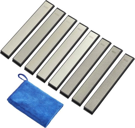 Set di lastre di abrasione diamantate 120-3000 grit da 8 pezzi - affilatura coltelli da cucina