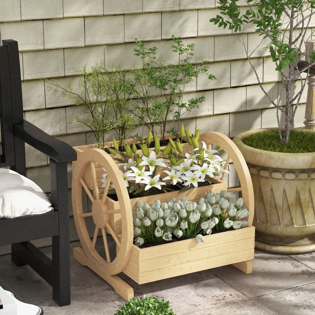 Carriola Giardino Legno 3 Livelli con Ruote ¨C zephmum ¨C 62x61x57 cm