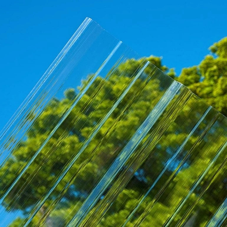 10 Lastre di Policarbonato Corrugato ONDA 76/18 CLEAR 1265X2000mm con protezione UV