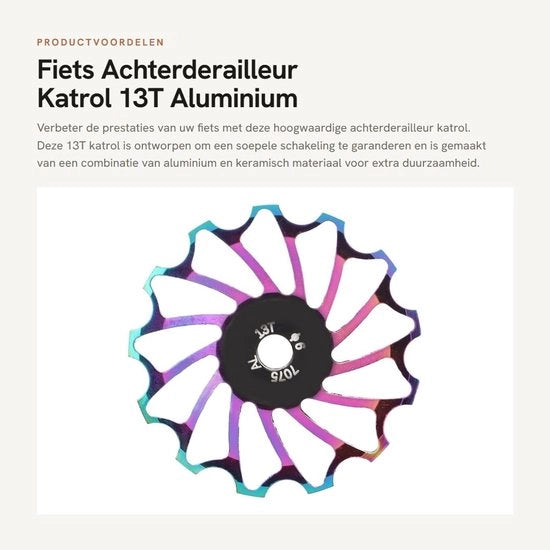 Derailleur posteriore a catena 13T - Alloggiamento in alluminio/ceramico - Pignone con guida - Riduzione della caduta della catena - Disegno a denti profondi - Peso 12 g - Rullo per bicicletta