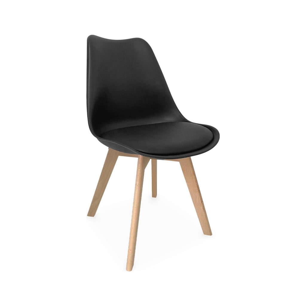 Set 4 sedie scandinave imbottite con gambe in legno , nero