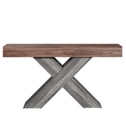 Consolle con supporto a X - per ingresso - in truciolare - 140x30x80 cm - noce