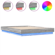 Letto matrimoniale | Letto per adulti | Giroletto con Luci LED Grigio Sonoma 140x200 cm