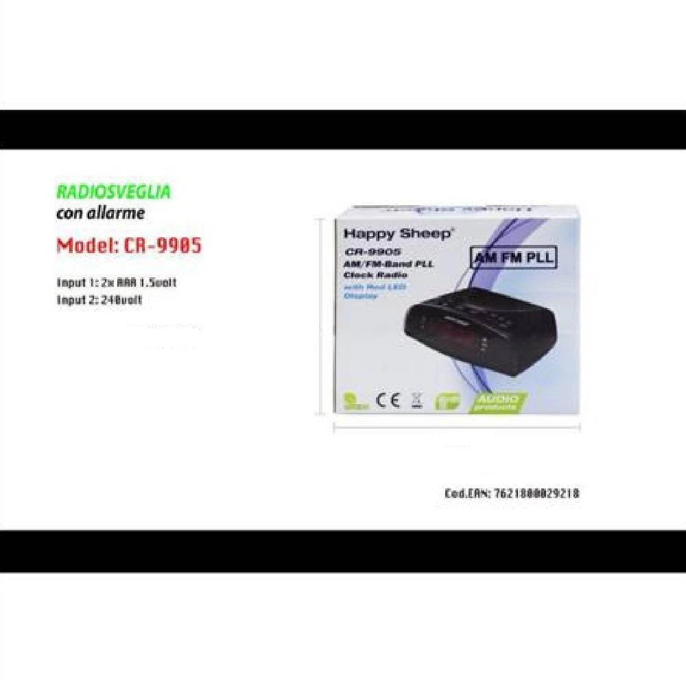 Trade Shop - Radiosveglia Digitale Radio Sveglia Cr-9905 Radio Pll Fm Con Display A Led Rossi -