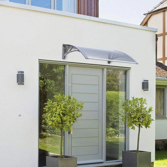 Ombrello per porta d'ingresso, ombrello in policarbonato, porta robusta, protezione da pioggia e raggi UV, trasparente, 120 x 80 cm