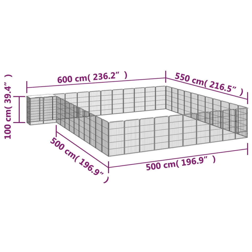 Box Cani 46 Pannelli Nero 50x100 cm Acciaio Verniciato Polvere 3115957