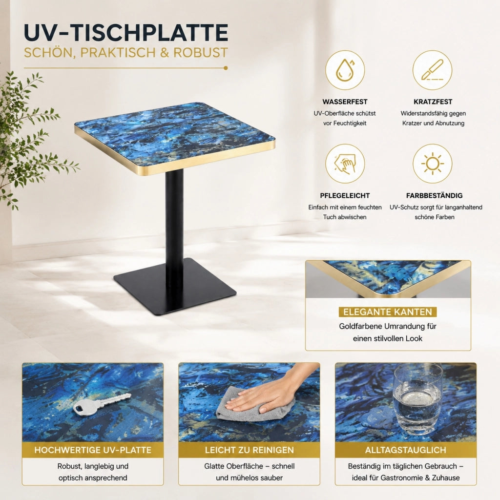 TAVOLO Quadrato 60x60 cm MDF Blu e Metallo
