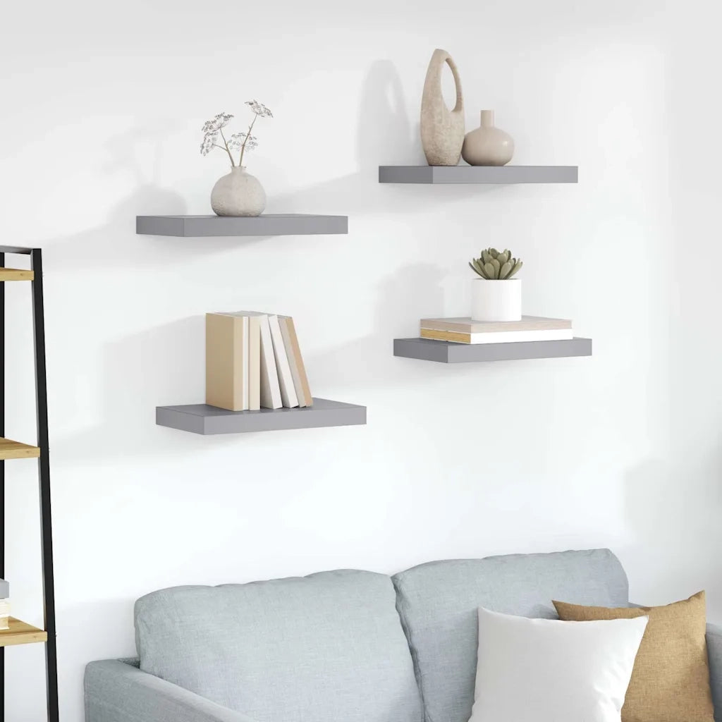 Mensole a Muro 4 pz Grigie 23x23,5x3,8 cm in MDF cod mxl 32883