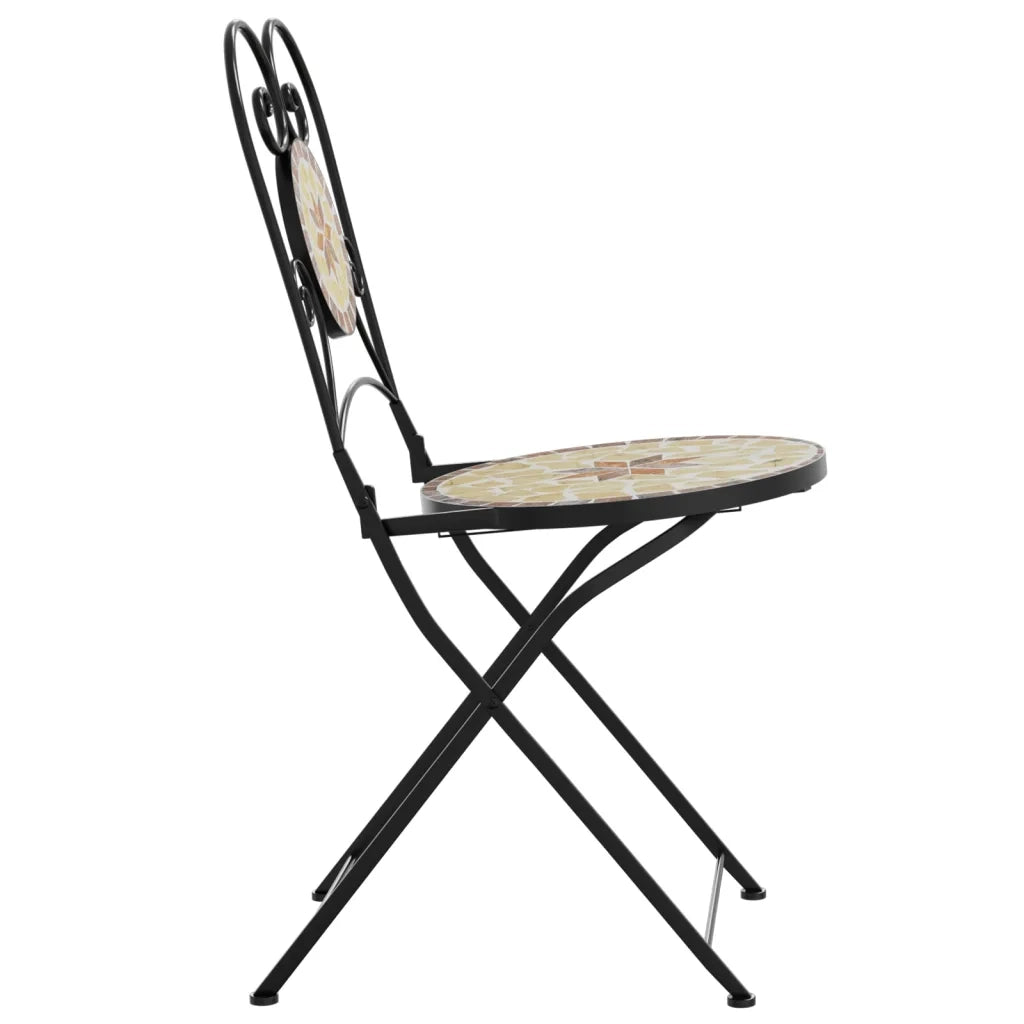 Sedie da Bistrò Pieghevoli 2 pz Terracotta e Bianco in Ceramica 4003407