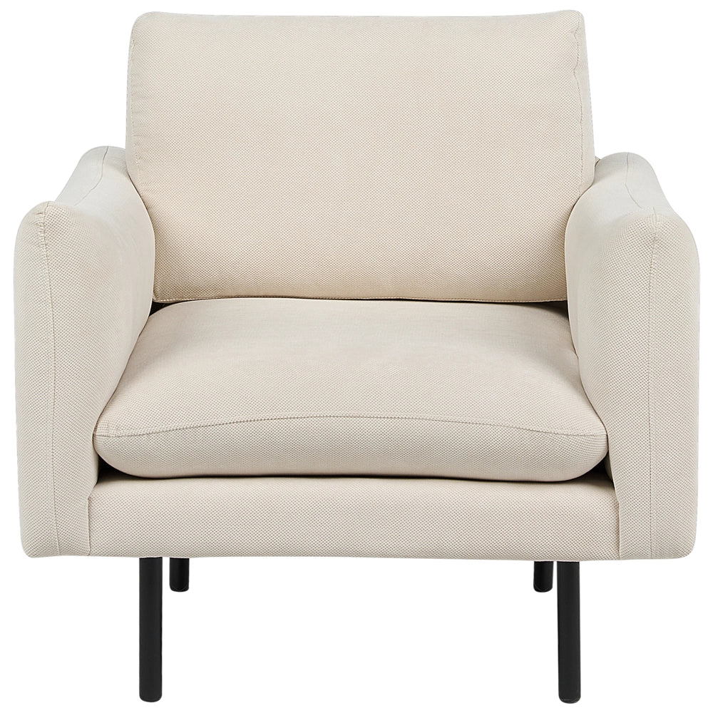 Poltrona moderna in tessuto beige chiaro con gambe nere Stile Retrò Moderno