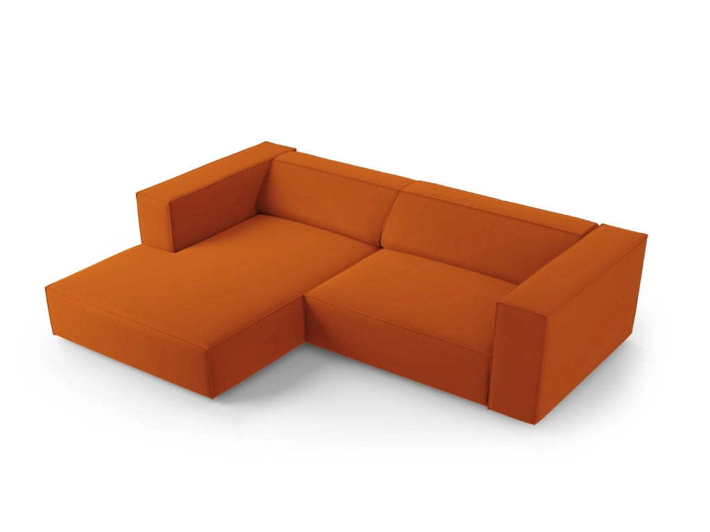 Cosmopolitan Design - Divano angolare sinistro "Arendal" 3 posti in velluto terracotta 
