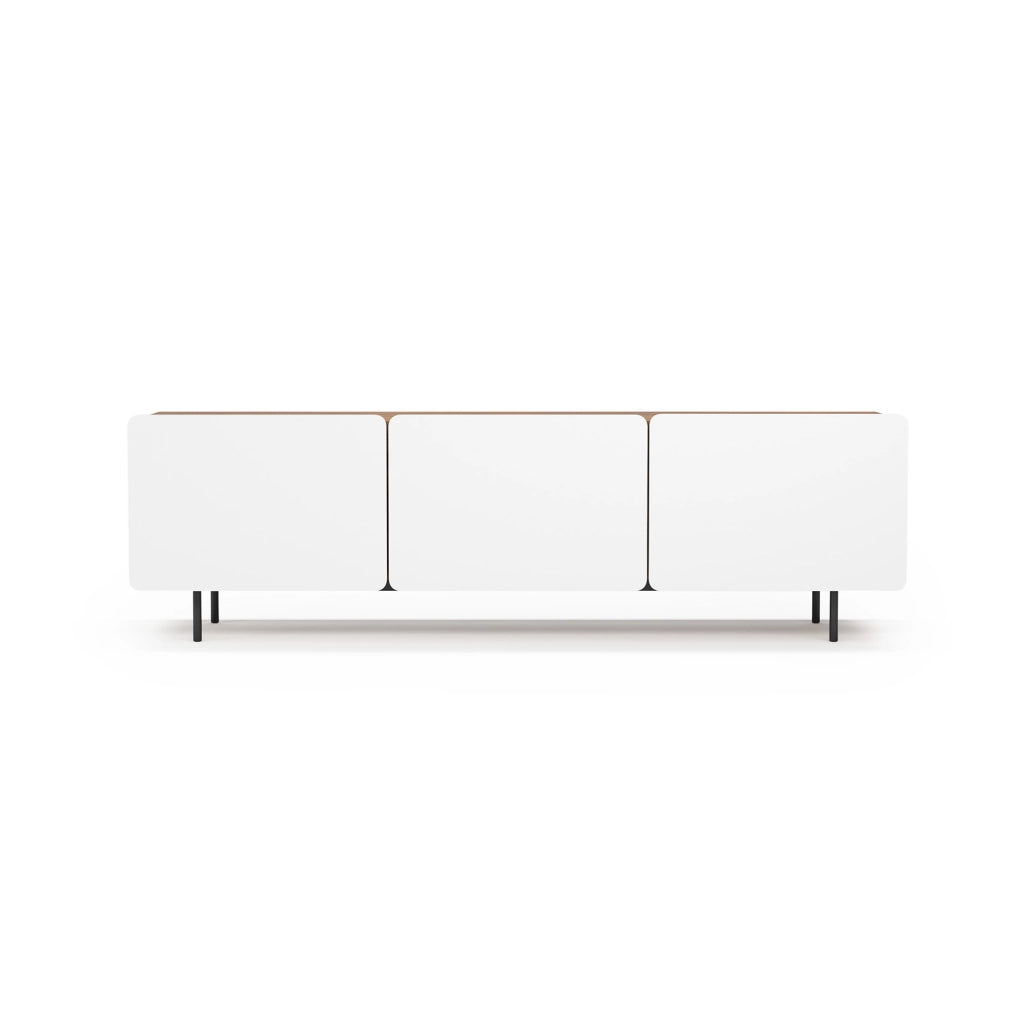 Mobile TV 3 ante Herdasa effetto noce e bianco gambe grafite 54x180x44