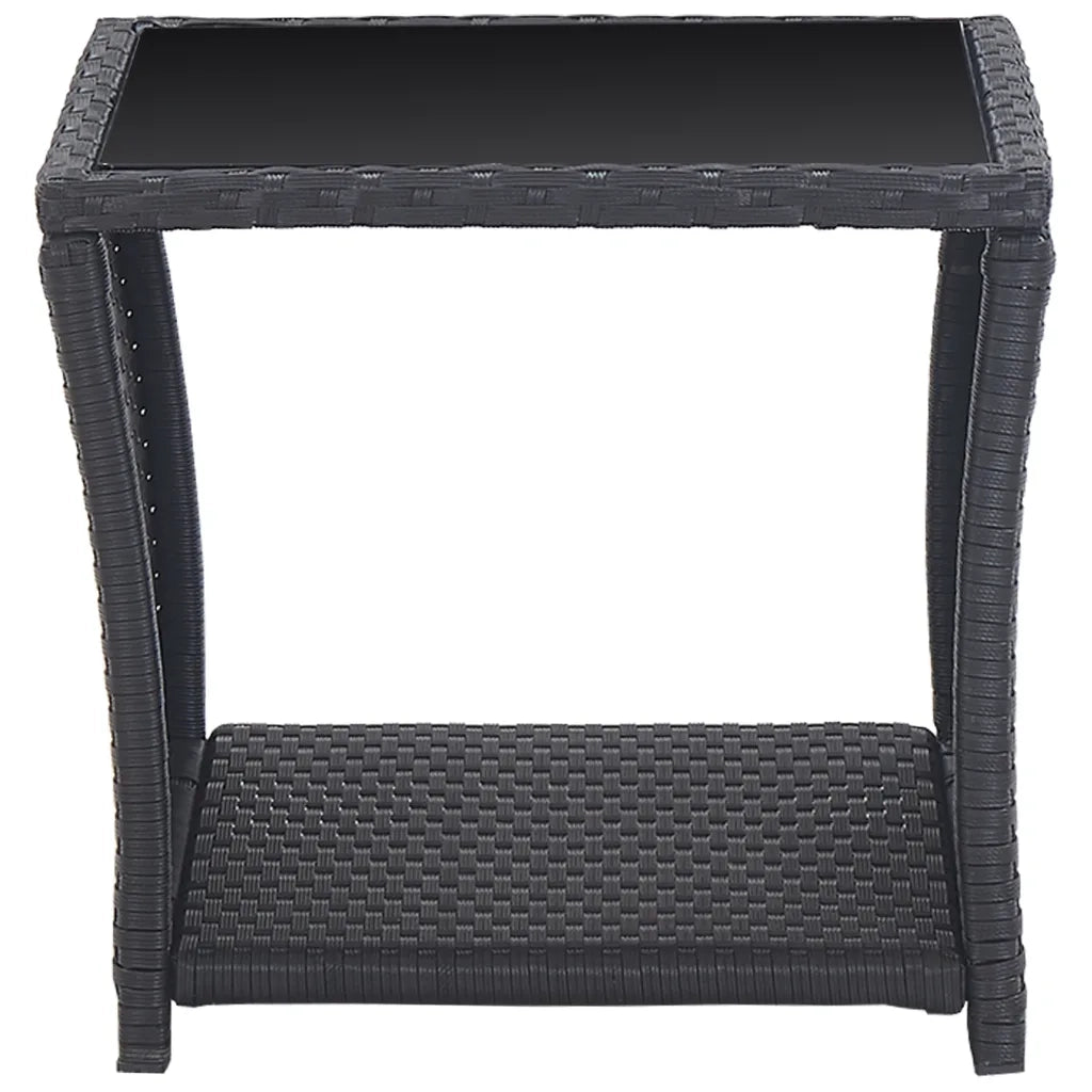 Set da Bistrot 3 pz con Cuscini in Polyrattan Nero 46067