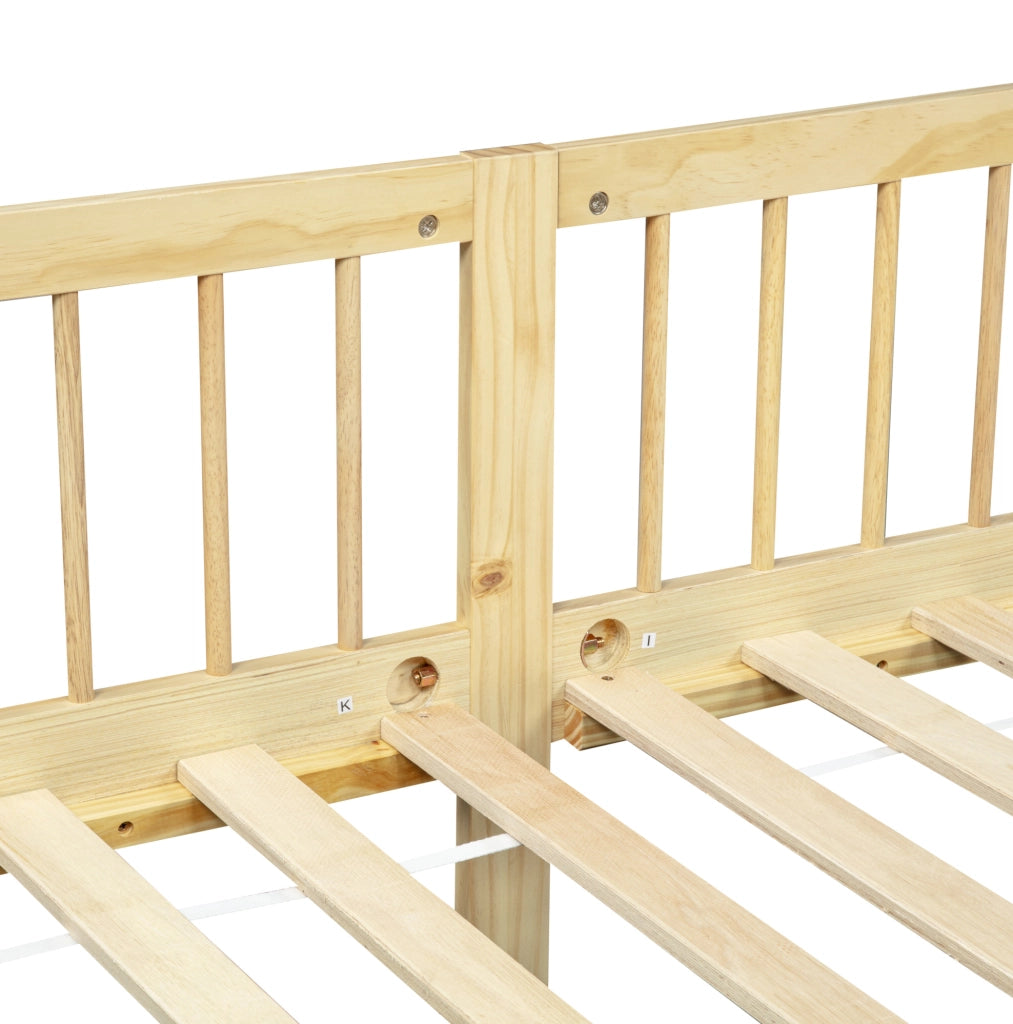 Letto da giorno 90x200 cm con sponde a tre lati; in legno di pino naturale