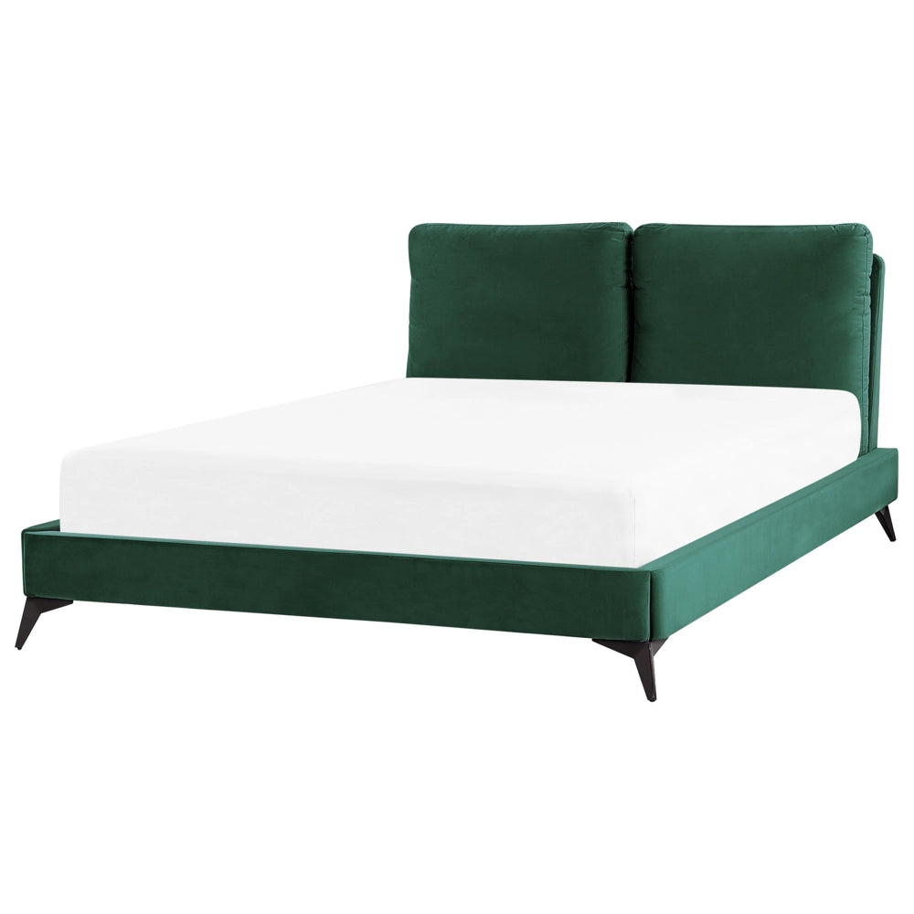 Letto imbottito moderno in velluto di colore verde 140 x 200 cm moderno elegante