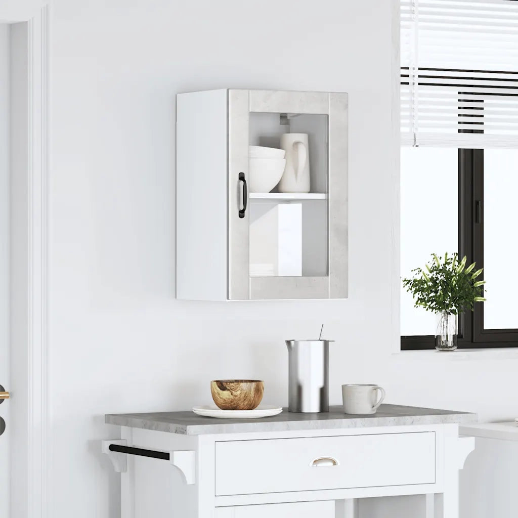 Pensile da Cucina con Porta in Vetro Porto Grigio Cemento 854011