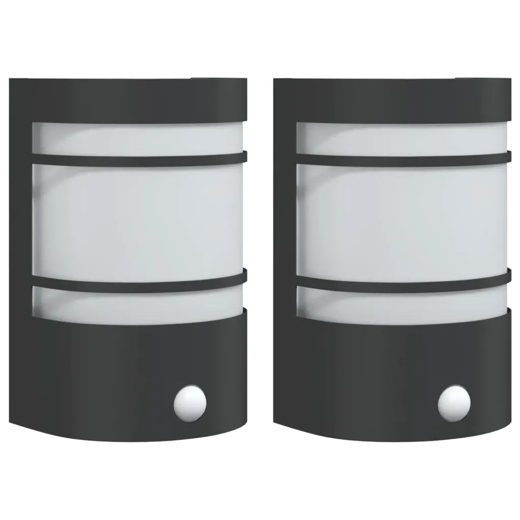 vidaXL Applique per Esterno con Sensore 2 pz Nere in Acciaio Inox