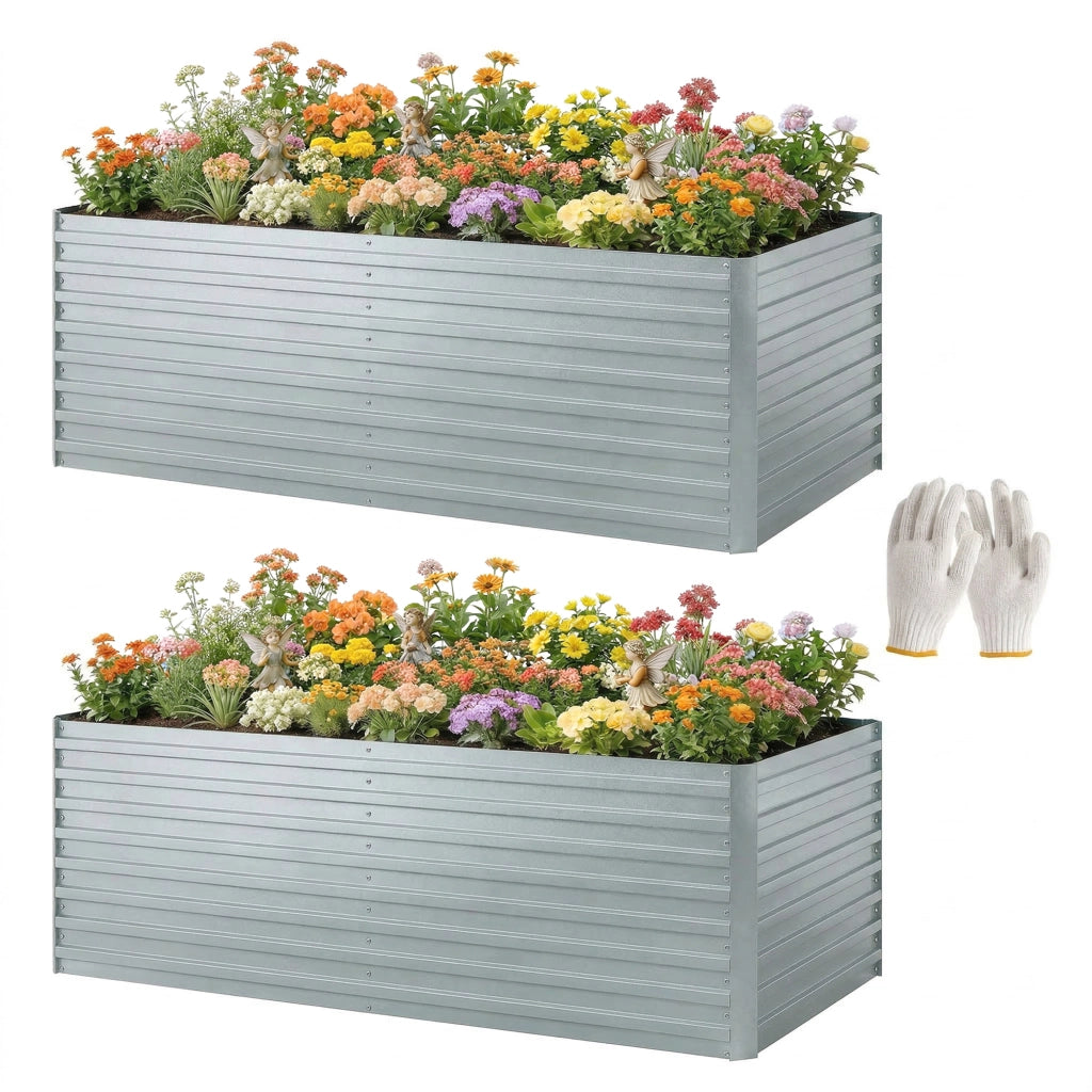 Aiuola Rialzata in Metallo ¨C zephmum ¨C Argento 120x40x30 cm