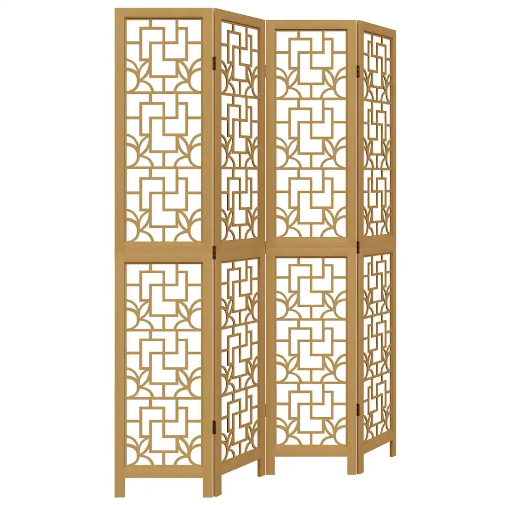 Divisorio Ambienti | Divider per stanze | Paravento 4 Pannelli Marrone Legno Massello Paulownia