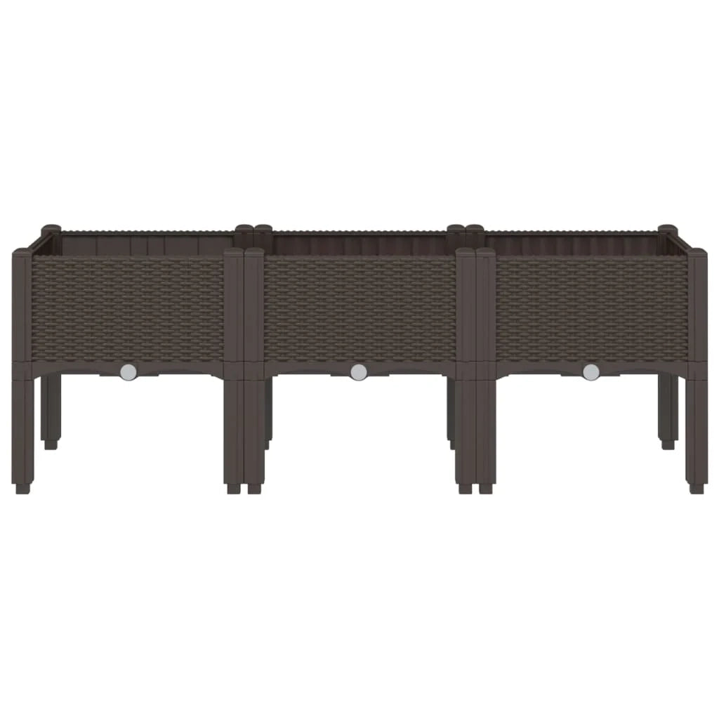 Fioriera rialzata per piante fiori patio giardino con gambe 120 x 40 x 42 cm PP marrone 02_0038151