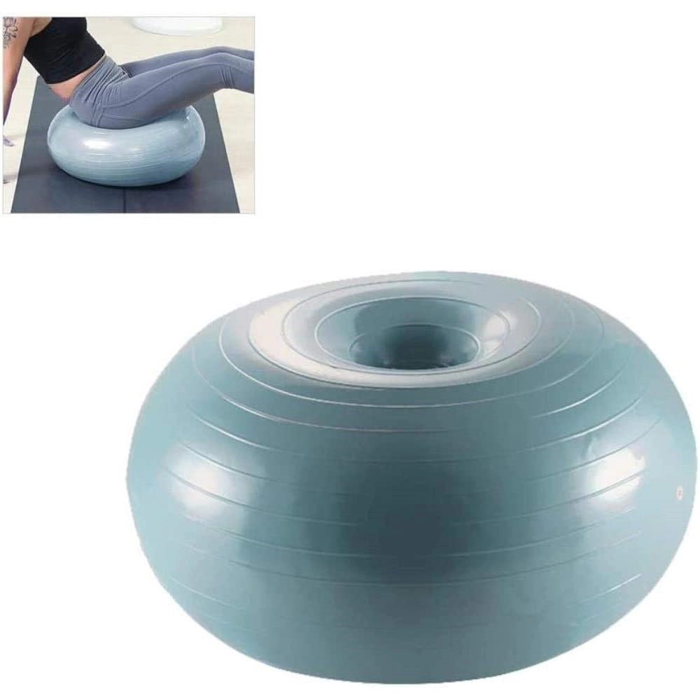 Trade Shop - Ciambella Palla Gonfiabile Allenamento Esercizio Yoga Pilates Con Pompa Grigio -