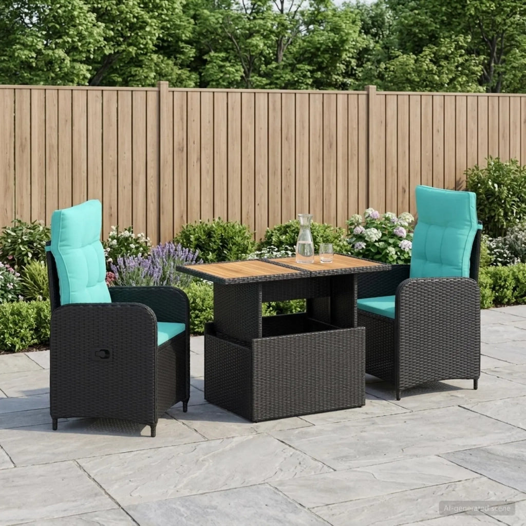 Set da pranzo per esterni 3 pz polyrattan 3422410