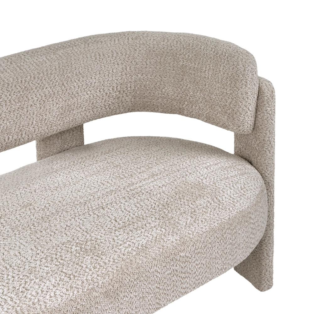 Divano a 2 posti in ciniglia di poliestere beige chiaro, moderno e confortevole, con seduta e schienale curvi, in stile scandinavo