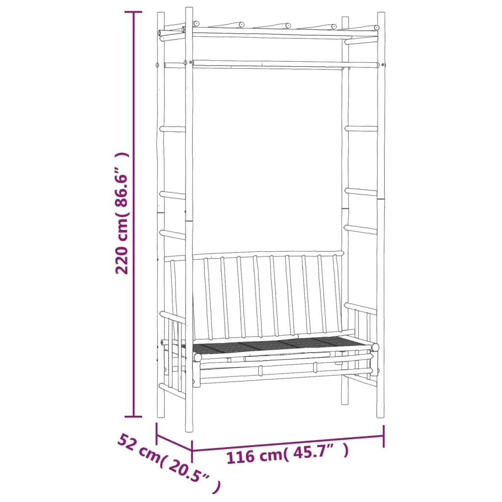 Panca da giardino mobili da esterno terrazza con pergolato 116 cm bambù 02_0011638