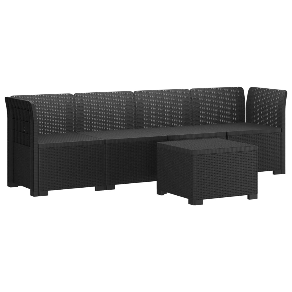 Divano da Giardino a 4 Posti in Stile Rattan PP Antracite 3443850