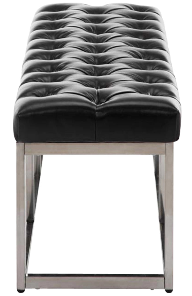 Panca Amun in similpelle e acciaio nero,120 cm