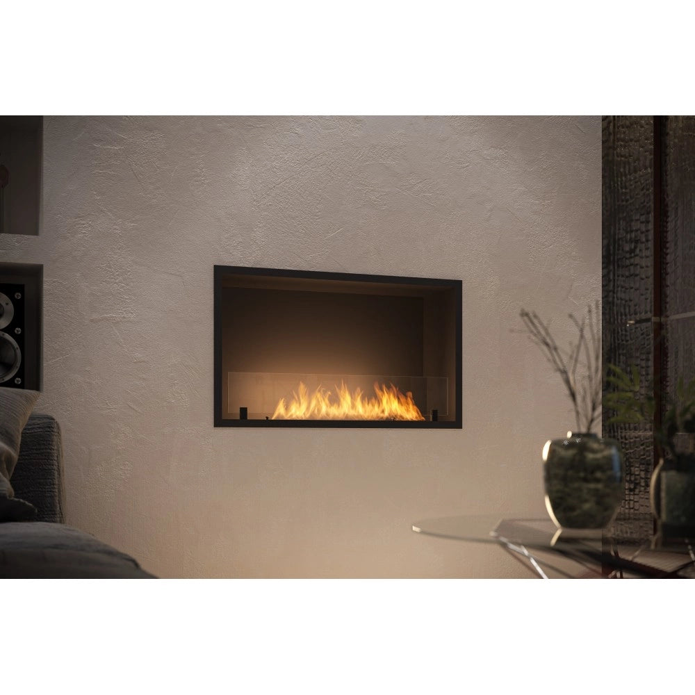 Caminetto a Bioetanolo Inside Black 800 da Incasso - Nero Opaco, con Vetro, Bruciatore 1L, Design Moderno