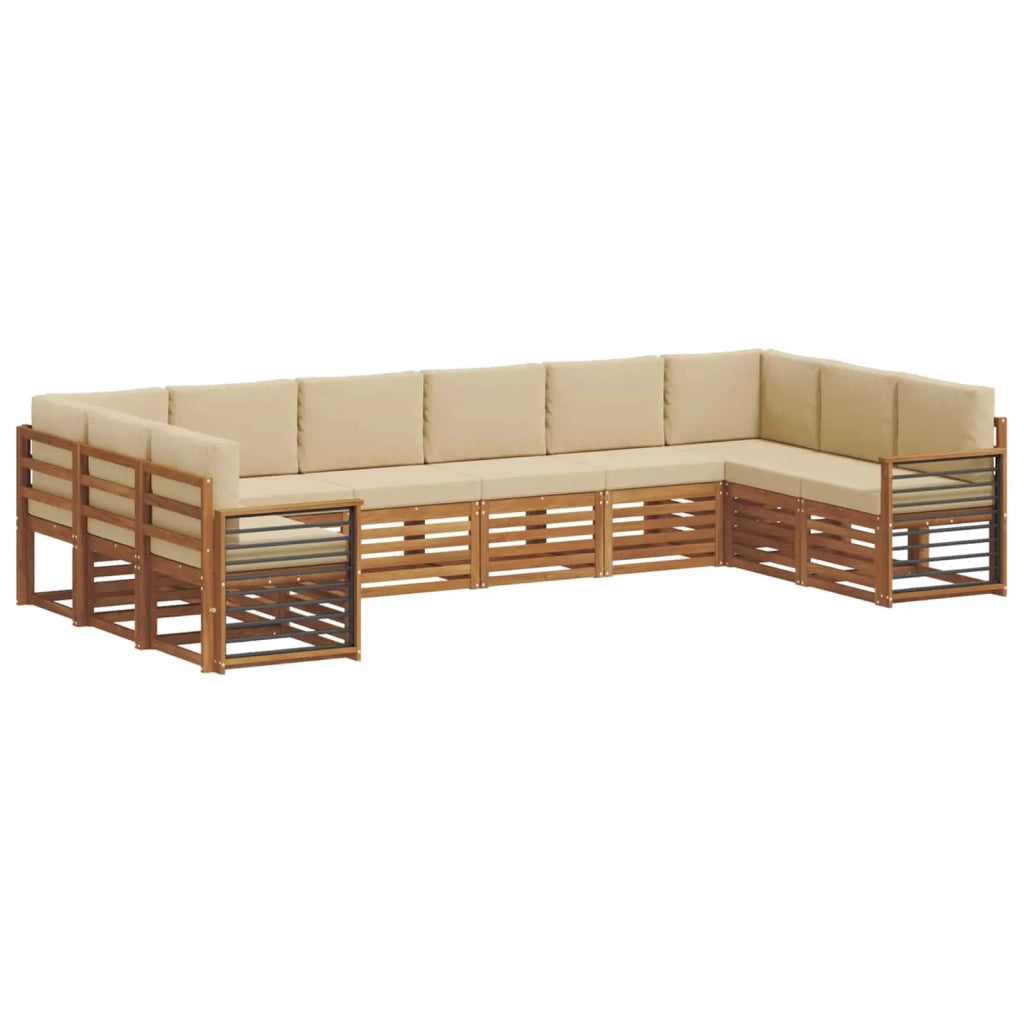 Set divano sezionale con cuscino 10 pcs Naturale e Beige 3375573