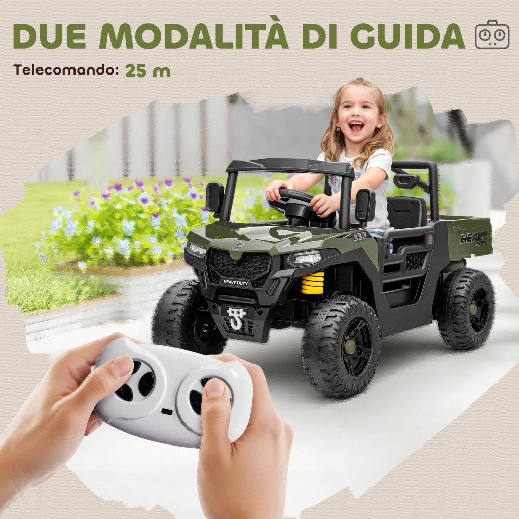 Macchina Elettrica Bambini 12V con Telecomando Sospensioni Bagagliaio e Musica Età 3-8 Anni Verde
