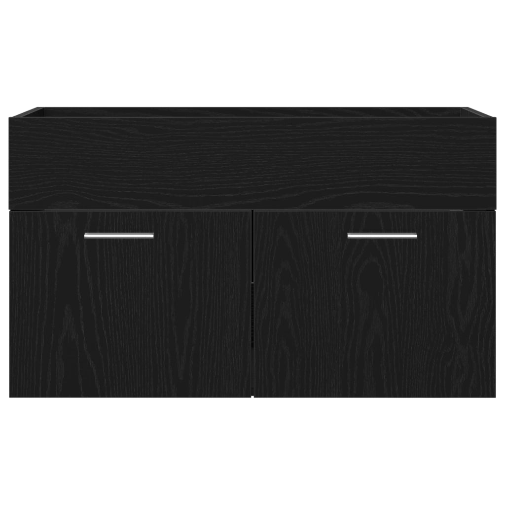 Mobile Lavabo con Lavabo Integrato Rovere Nero Legno Ingegnerizzato