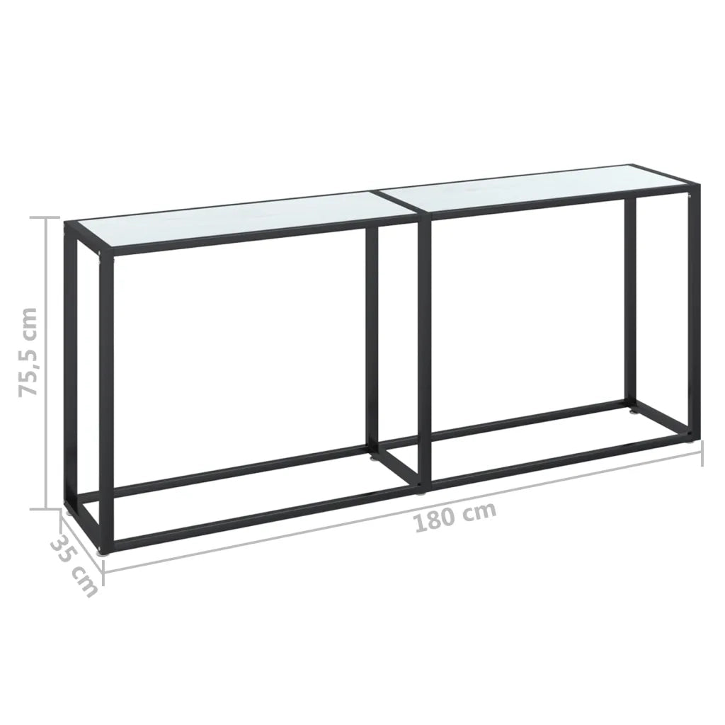 Tavolo Consolle Bianco Marmo 180x35x75,5 cm in Vetro Temperato 331684