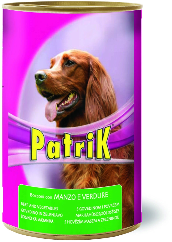 Bocconi per Cani ''Patrik'' Gusto Manzo e Verdure Gr. 1250 12 Pezzi Morando