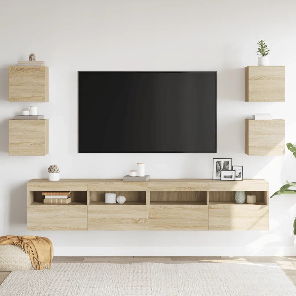 Armadietti a Parete per TV 4 pz Rovere Sonoma 30,5x30x30 cm cod mxl 11969