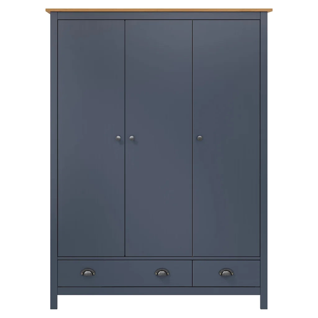 Armadio a 3 Ante Hill Grigio 127x50x170 cm in Legno di Pino cod mxl 68600