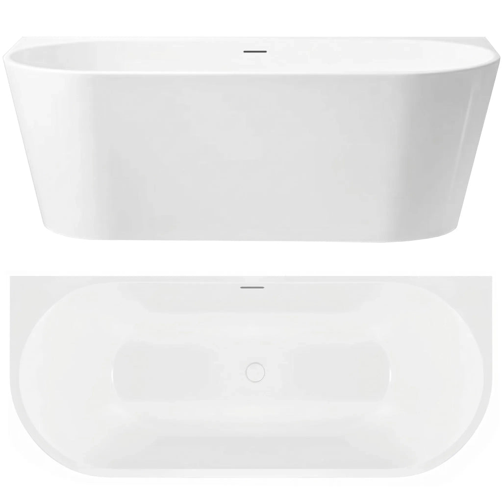 Vasca Bagno A Parete Rea Capri 180cm Copritappo bianco