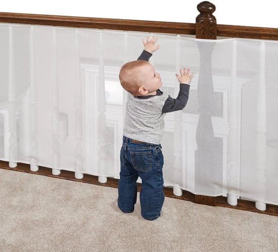 Rete di Sicurezza per Bambini e Animali - 600 x 79 cm - Robusto - Adattabile - Sicurezza per Bambini - Rete di Sicurezza Ospedaliera - Balcone - Scale - Bianco - Rete di Sicurezza a Maglia per Gatti e Giochi