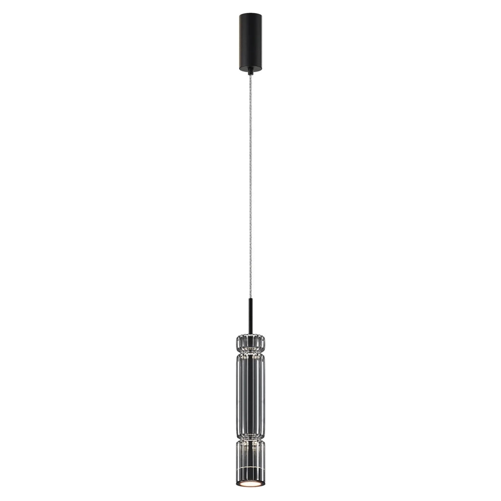 Maytoni Lampadario Sospensione Moderna Ordo 1 luce LED integrato nero metallo vetro