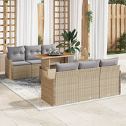 Set di divani da giardino da 7 pezzi con cuscini in rattan beige