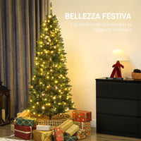 Albero di Natale Artificiale 180 cm 899 Rami con 250 Luci LED Bianche e Colorate 9 Modalità Verde