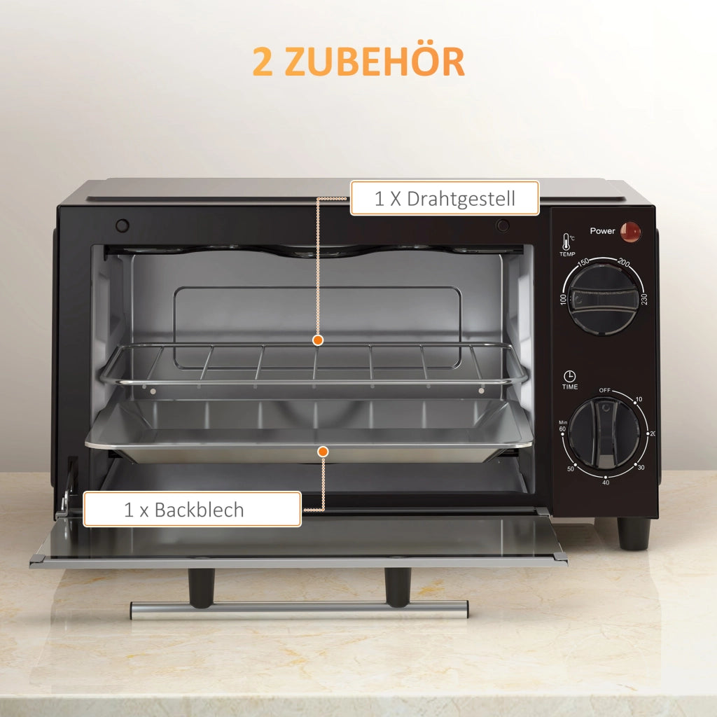 Forno elettrico 9L ¨C zephmum ¨C Griglia e teglia inclusi, Nero