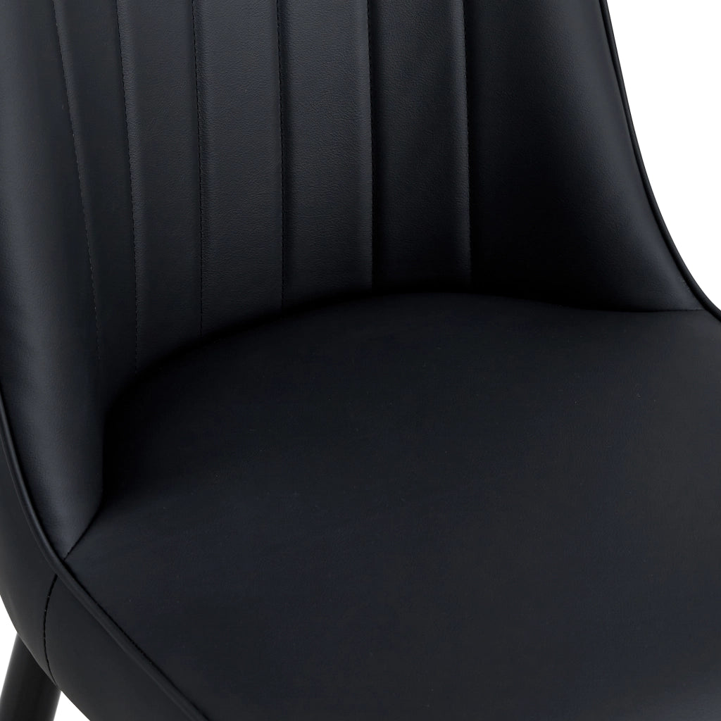 Sedia da Pranzo con Schienale Ergonomico e Gambe Antiscivolo, in Metallo e PU, Nero