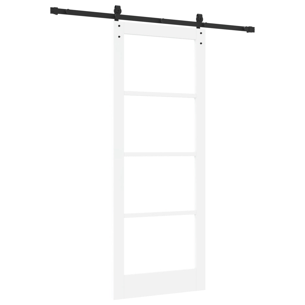 Porta Scorrevole  con Set di Hardware 'ORKDAL'Bianca Legno Massello & Vetro
